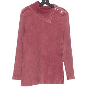 Jillian Nicole Womens Top Tunic Waffle Knit Preppy Minimalist Academia Red Small